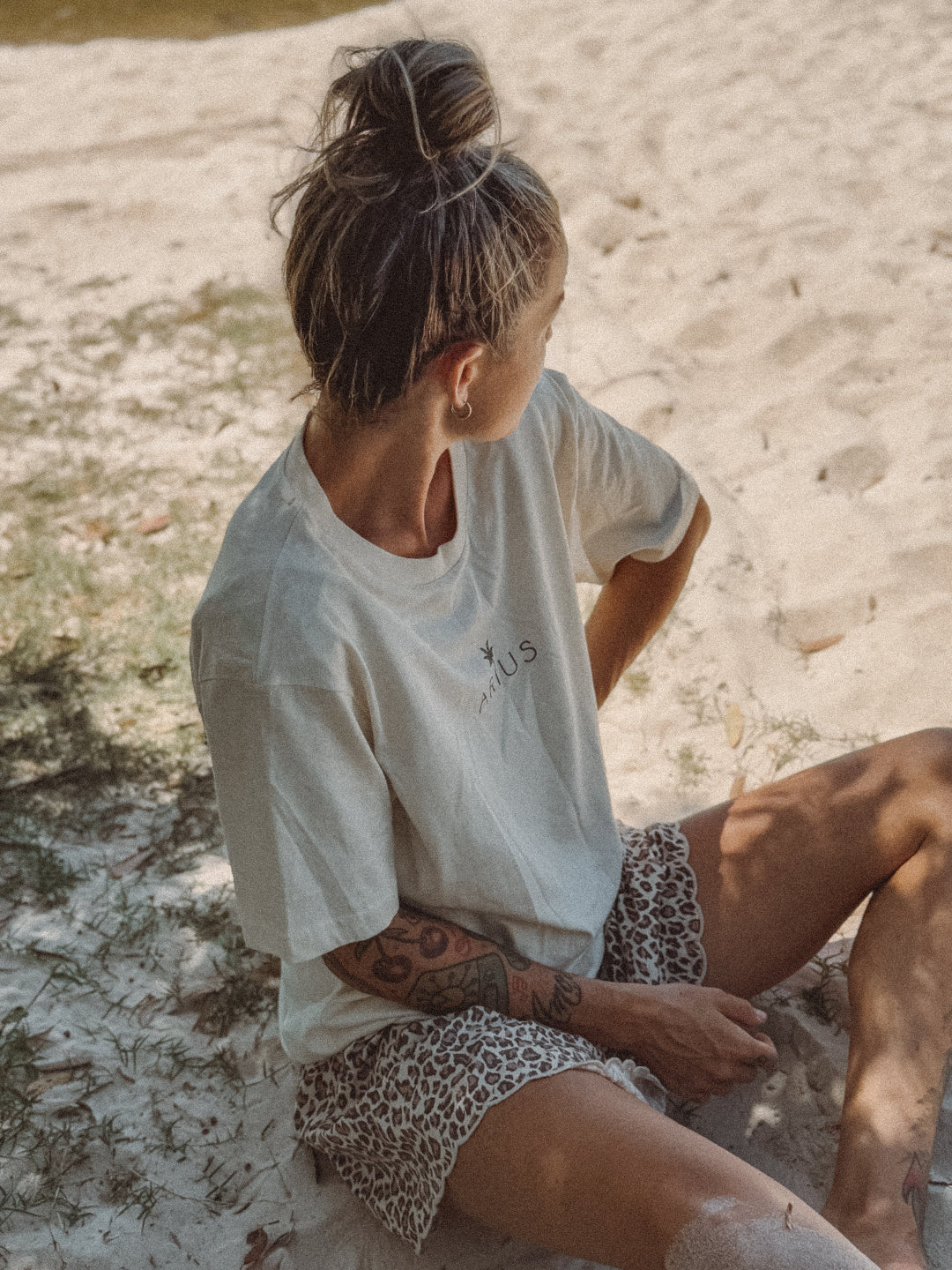 Relaxed fit organic cotton t-shirt unisex on beach in Australia